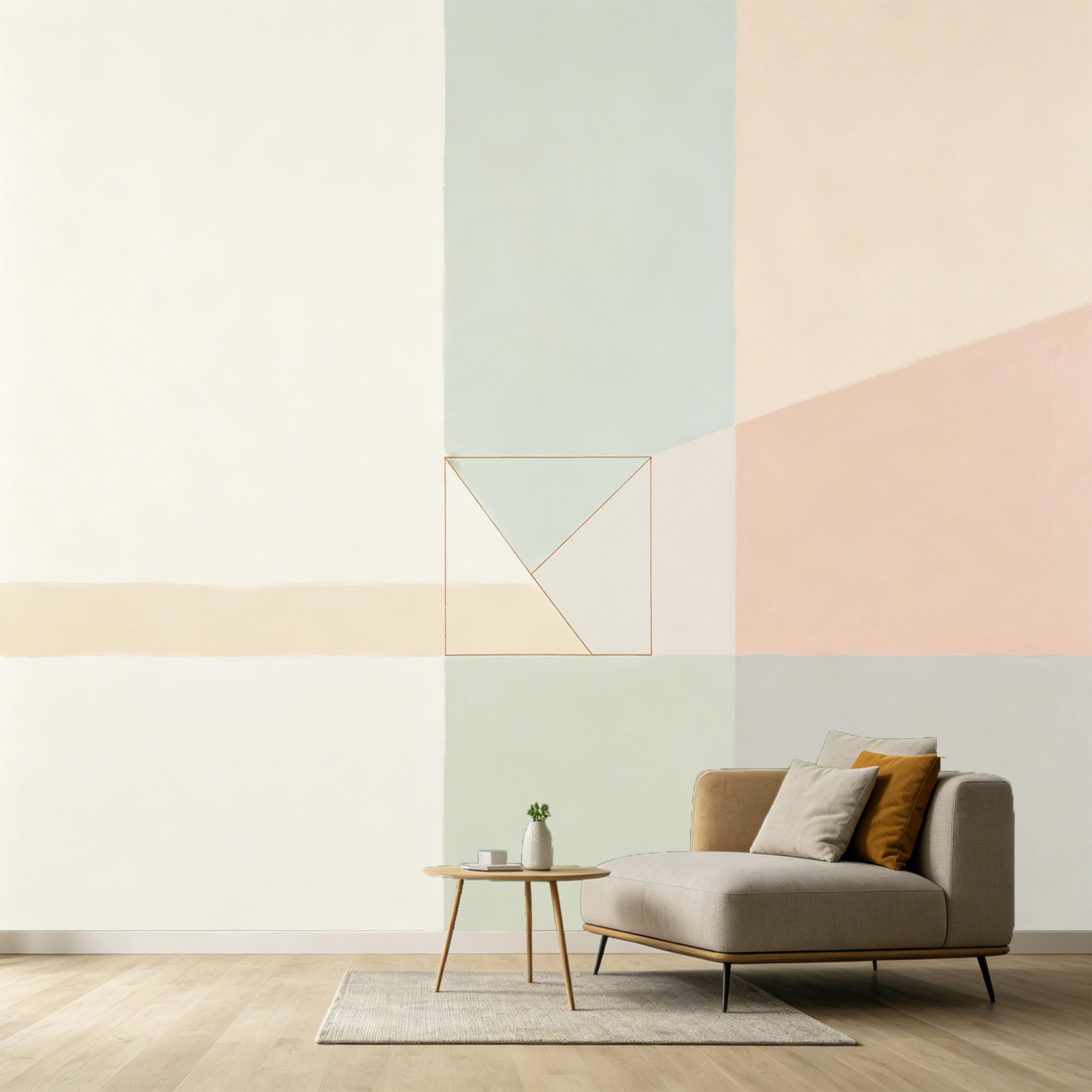Custom Size Wall Murals Abstract Minimalist Geometric Soft Pastel Color Block Lines SelfAdhesive Wall Fabric Removable Large Wallpaper for Photo Living Room