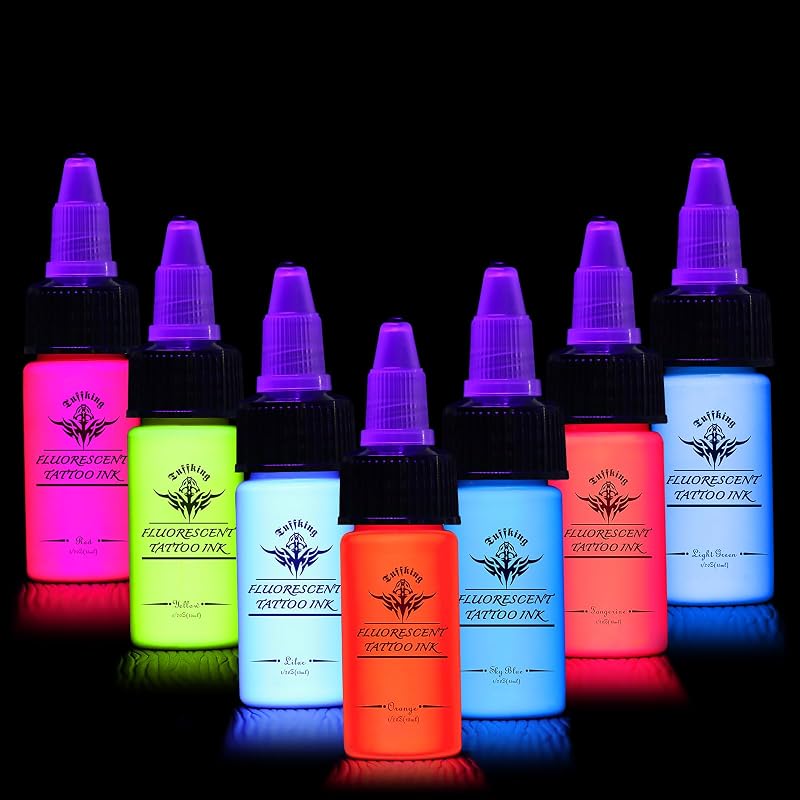 Kit de tintas fluorescentes para tatuagem Tuffking, 7 cores, 15 mL