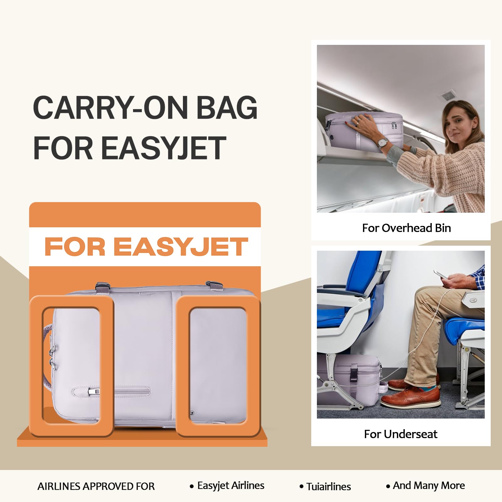 Xkdoai Zaino Easyjet 45x36x20 Zaino da Viaggio Bagaglio a Mano 45x36x20 con Borsa Antifurto e Tasca per Bottiglie per Viaggi Brevi