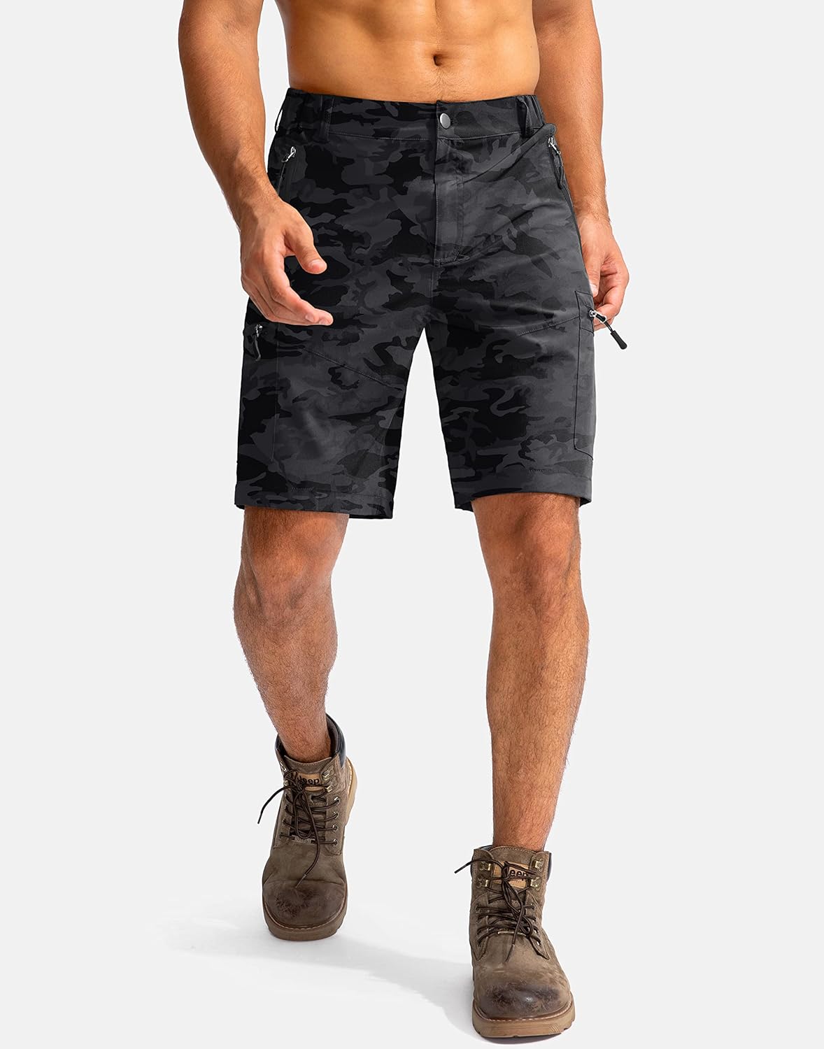 Pudolla Men's Hiking Cargo Shorts 9"/7"/11" Lightweight Outdoor Shorts for Men Trip Golf Camping Casual with 5 Zipper Pockets - Image 2