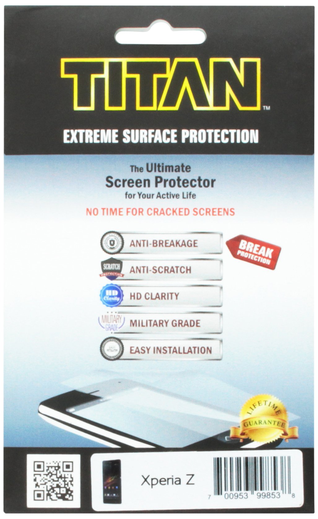 TITAN Anti-Breakage Anti-Scratch Screen Protector for Sony Xperia Z - Frustration-Free Packaging - Clear