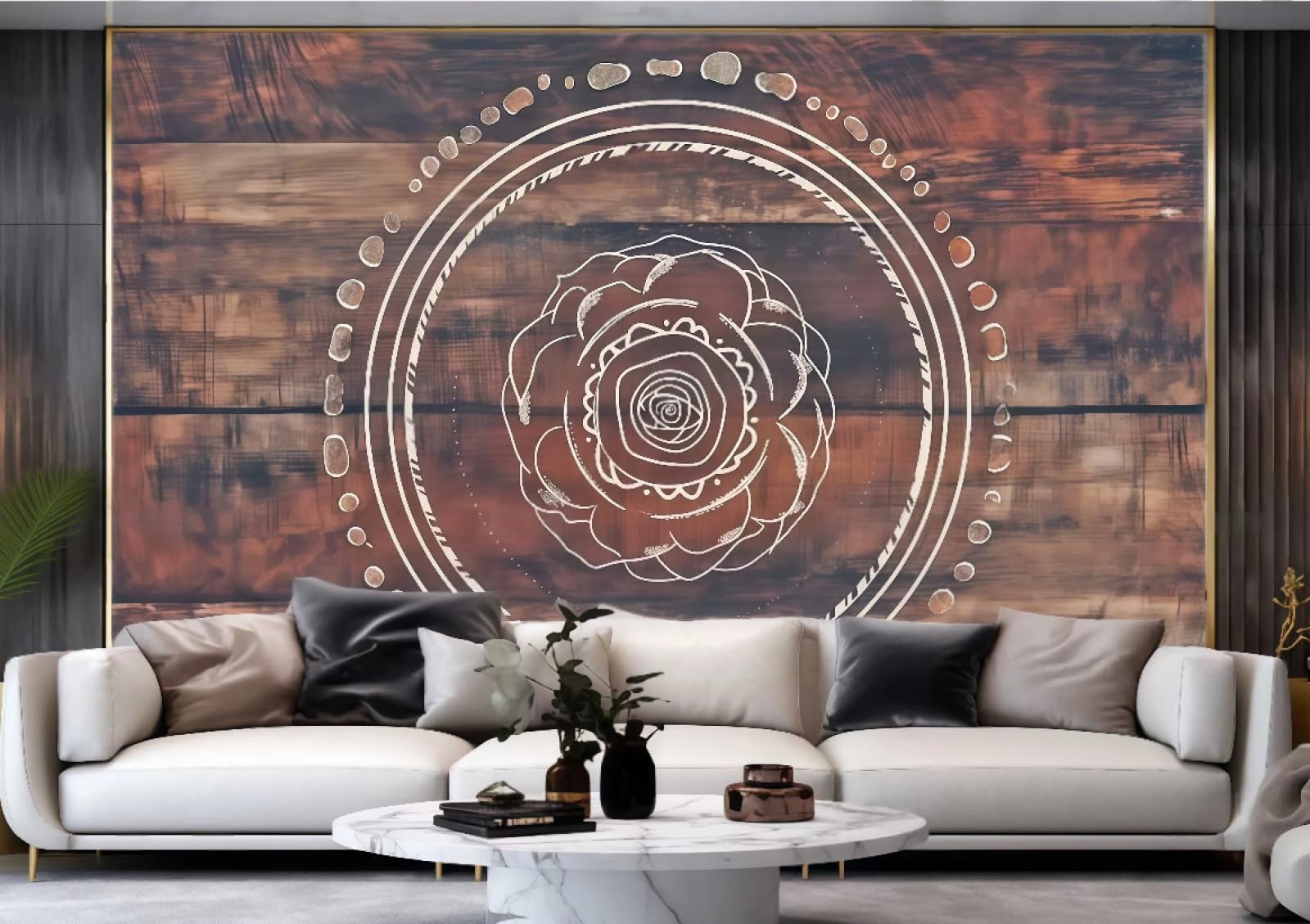 Nowoczesna minimalistyczna tapeta w stylu retro z litego drewna, deska artystyczna, kwiat róży, graffiti, TV Sofa tło fototapeta do salonu, restauracji, kawiarni, ściany, 3D, 250 x 175 cm