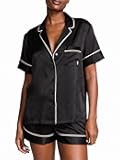 Satin Pajama Set, Short Sleeve Button Down Shirt & Shorts, Sleepwear for Women (XS-XXL)