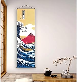 Japanese Scroll Oriental Wall Art - HD Print, Modern Asian Decor, Hanging Poster,Ukiyo-e The Great Wave Off Kanagawa by Hokusai - 15.7