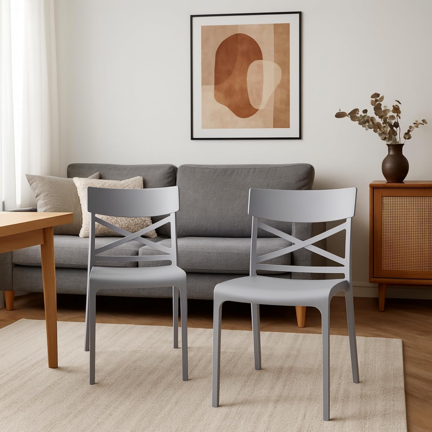 HOUSE COLLECTION, SEDIA CROIX SENZA BRACCIOLI, POLIPROPILENE, GRIGIO CHIARO (BCA195x2)