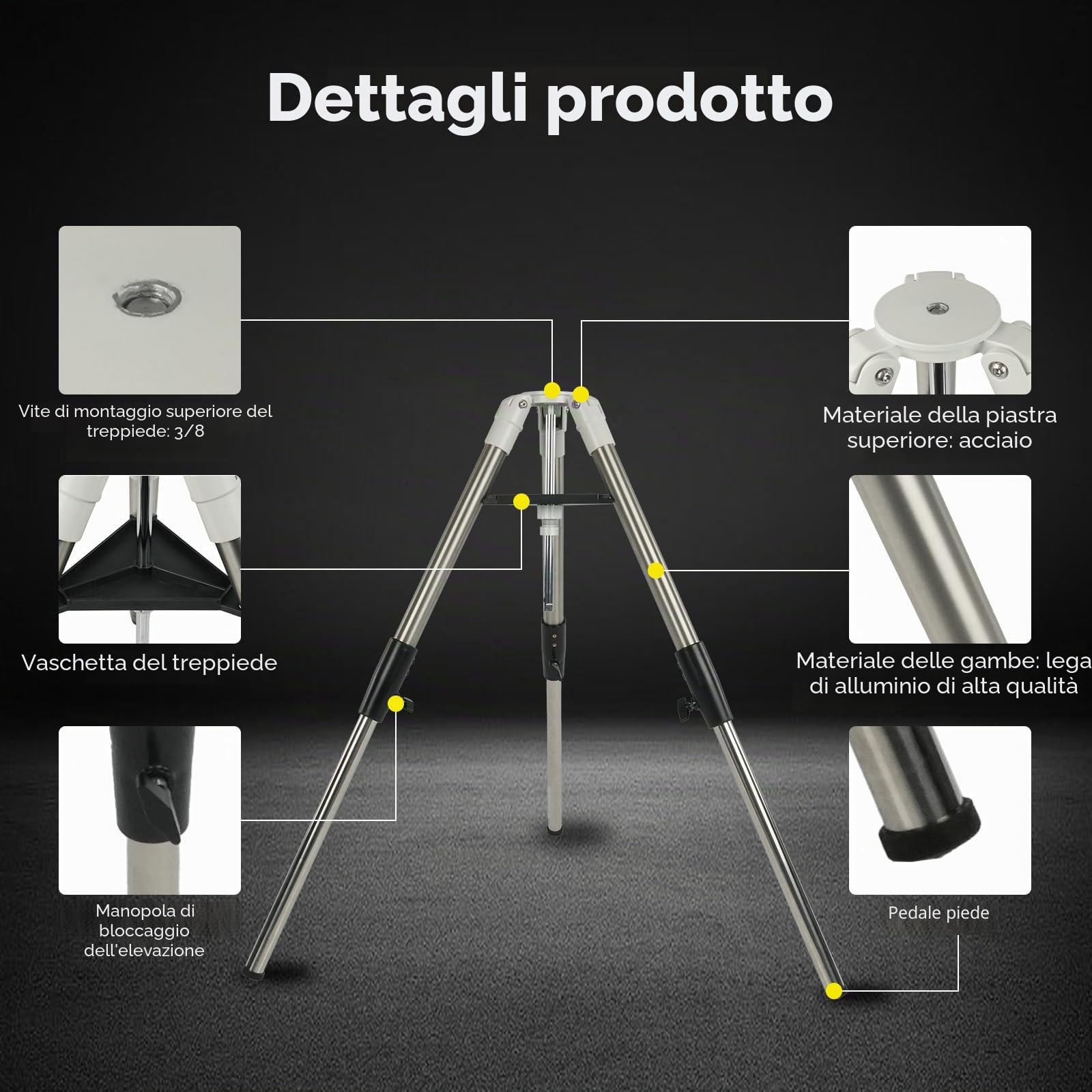 Svbony SV225T Treppiede Telescopico Astronomico, Treppiede in Alluminio Estensibile, Accessori per Telescopi Portatili, Compatibile con Supporti Alt-Azimuth Della Serie SV225