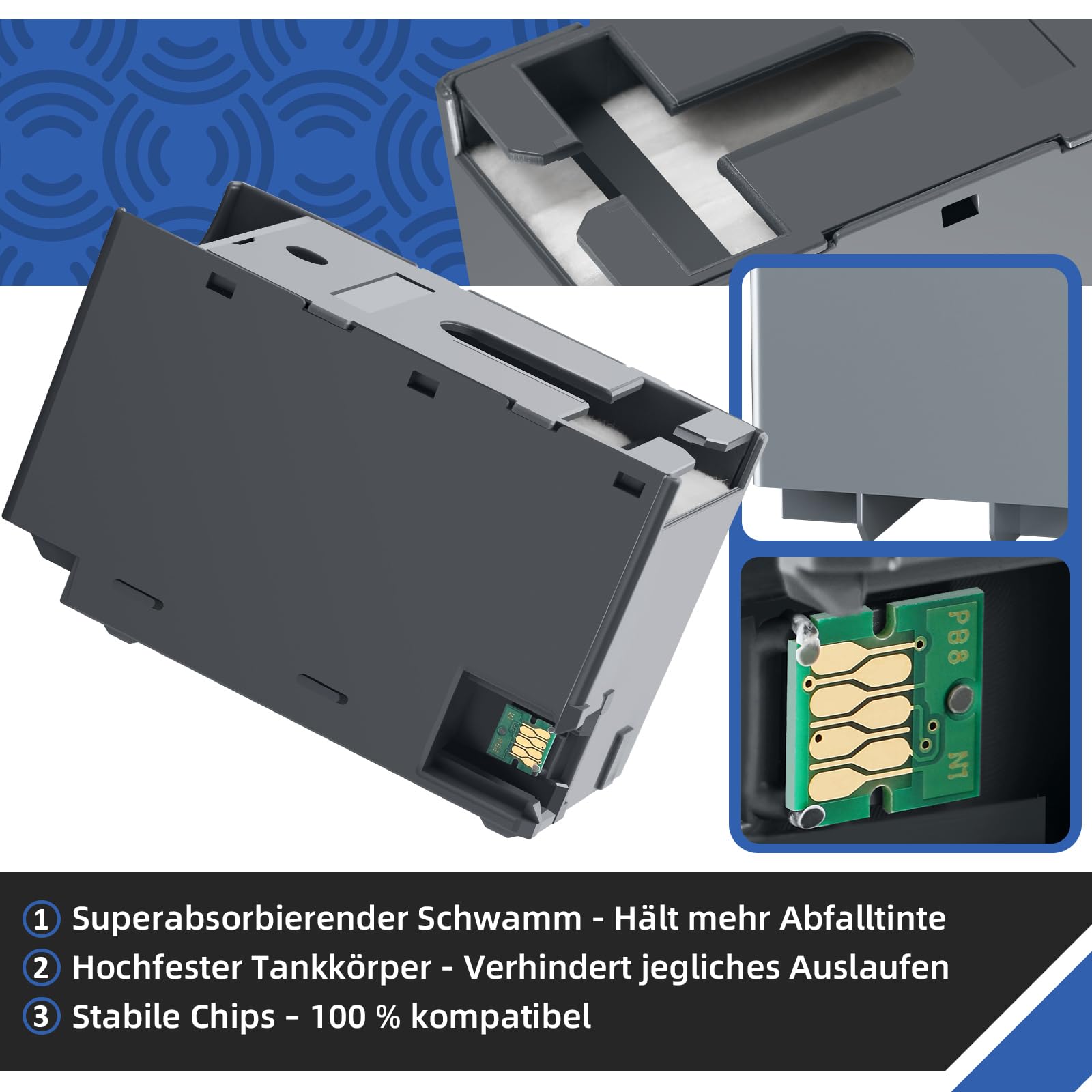 Spaceink Scatola di manutenzione T6715 (C13T671500) compatibile con Epson Workforce WF-4725DWF WF-4720DWF WF-4730DTWF WF-4740DTWF WF-4825DWF, T6716 (C13T671600) per WF-C5710DWF WF-C5210DW Stampante