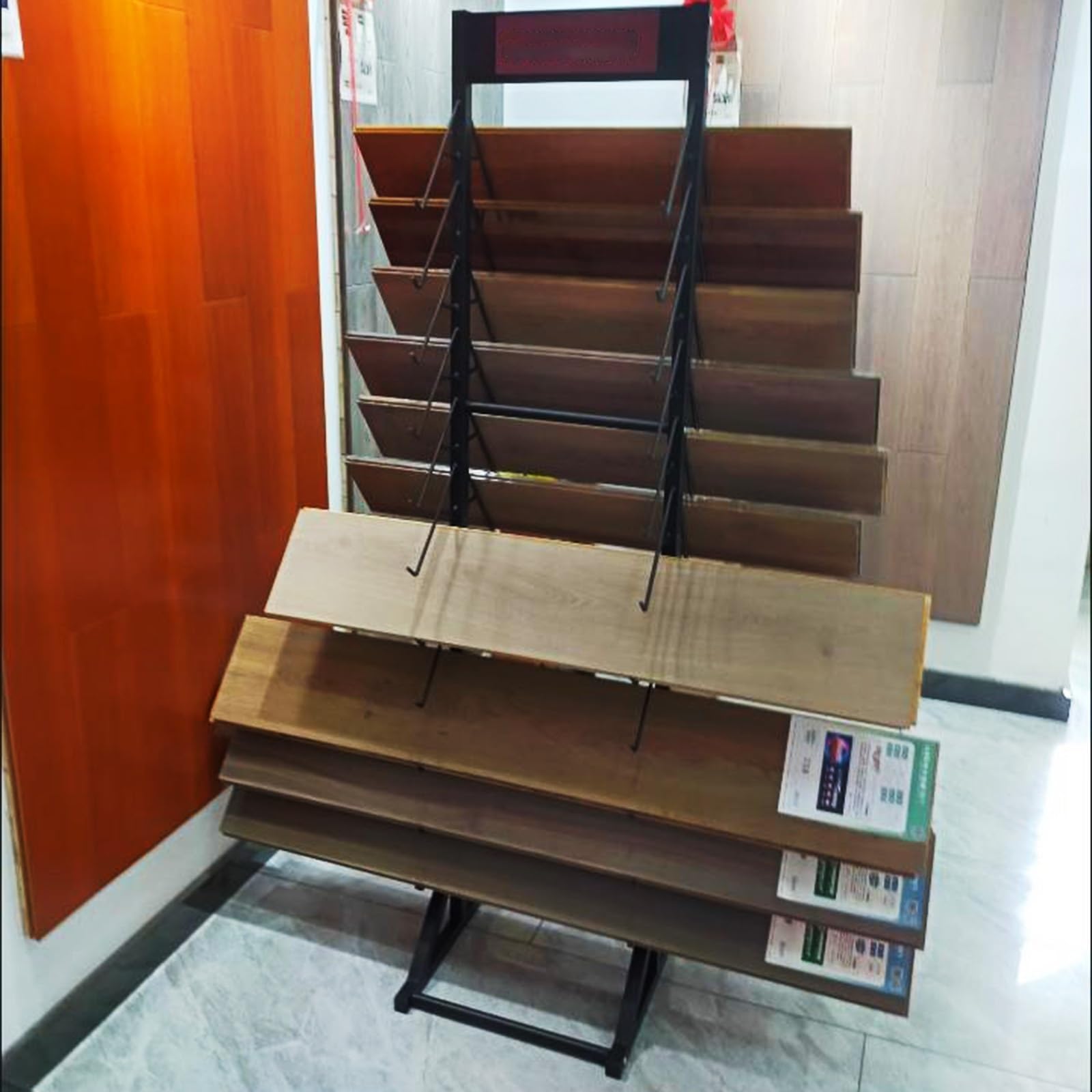 Expositor de baldosas de pie, Estante metálico de Gran Capacidad para muestras de Materiales de construcción, Expositor Comercial Multicapa para Placas/Estante para Tablas de Skate