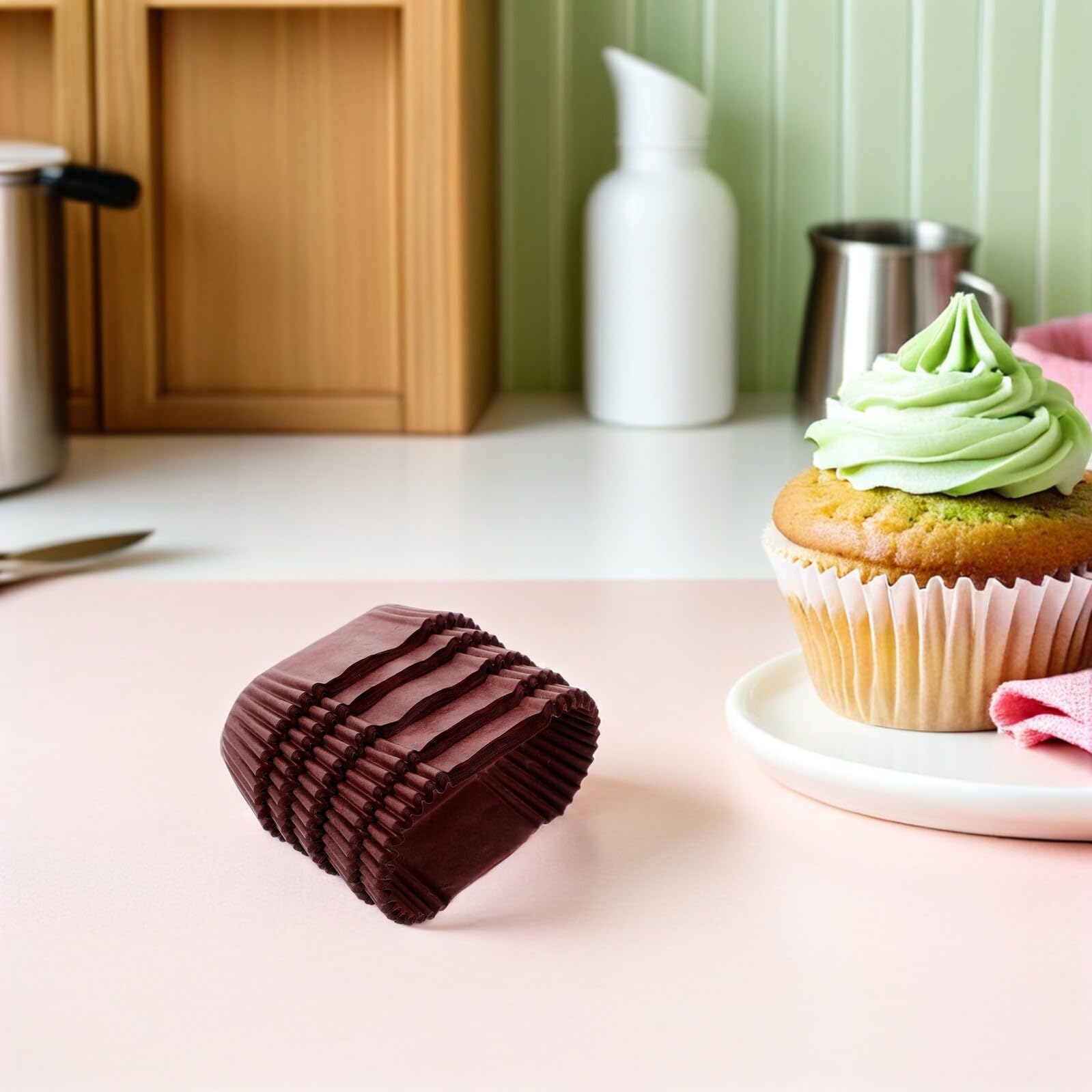 Moldes Ovalados para Hornear 1000 Unidades Papel Antiadherente Color Café Tamaño Mediano 9 CM Ideales para Cupcakes Pasteles y Repostería Casera Fiestas y Celebraciones