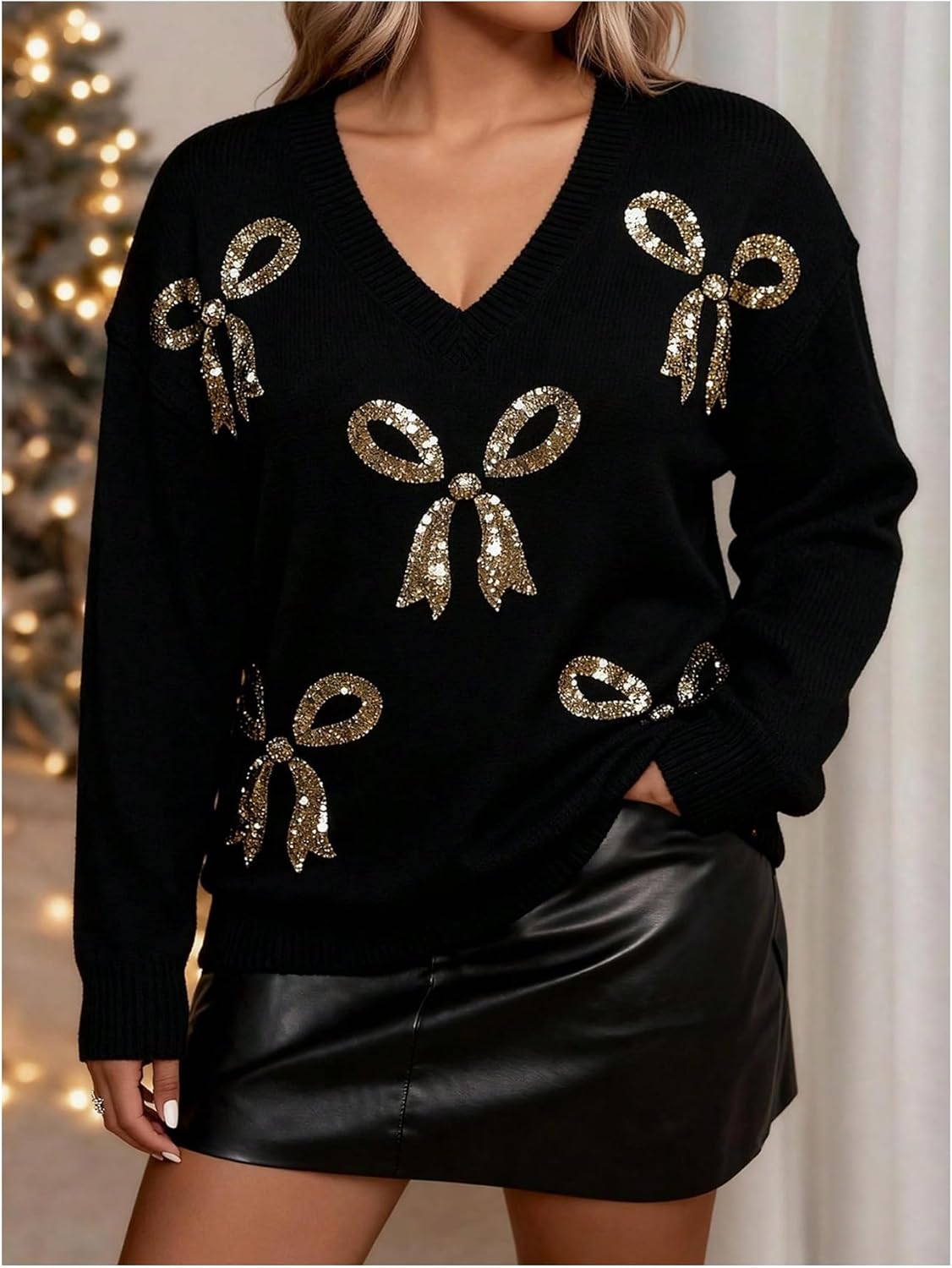 GORGLITTER Women's Plus Size American Flag Sweater Fall Chunky Oversized Long Sleeve Crew Neck Knit Tops - Image 4