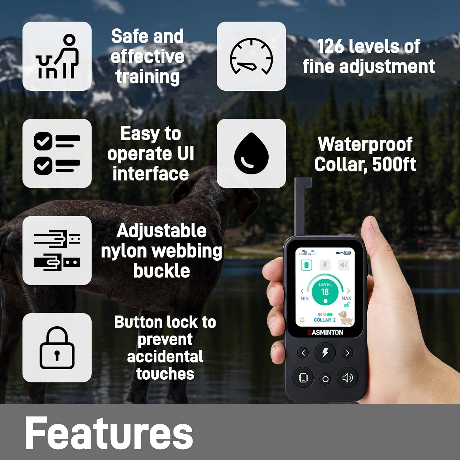 Shock Collar for 2Dogs [CRS01Pro]126 Training Levels,4Powerful Modes With 2.8inch LCD high-definition display100% Safe Training Collar for Large Medium Small Dogs IPX7 Waterproof Blue (Blue)