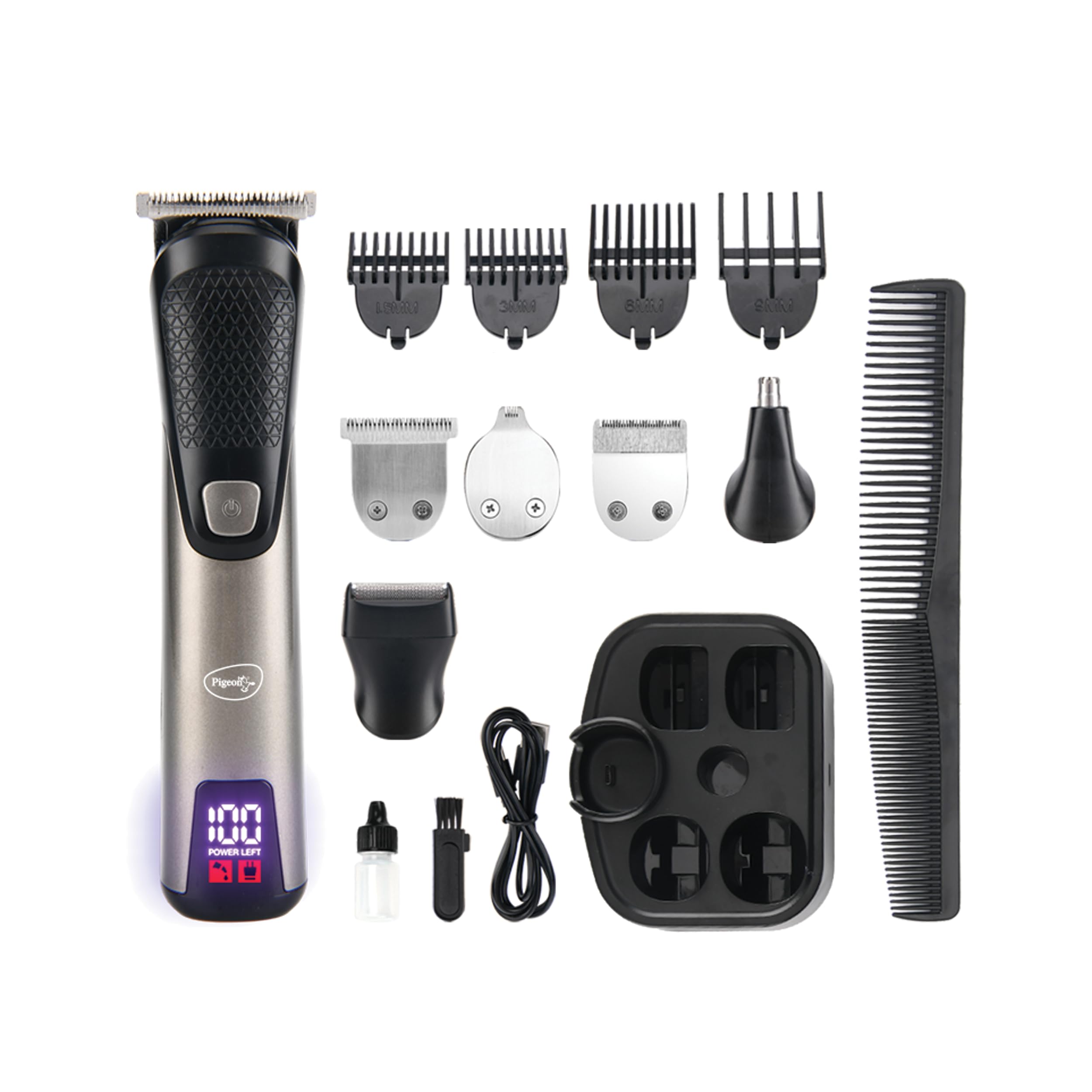 5-in-1 Multi-purpose Trimmer for Men | Stainless Steel Blade | Cordless Rechargeable with USB Type C Charging | LED Digital Display | 90 Min Runtime | 1.5 HR Charge Time | 2 Year Warranty