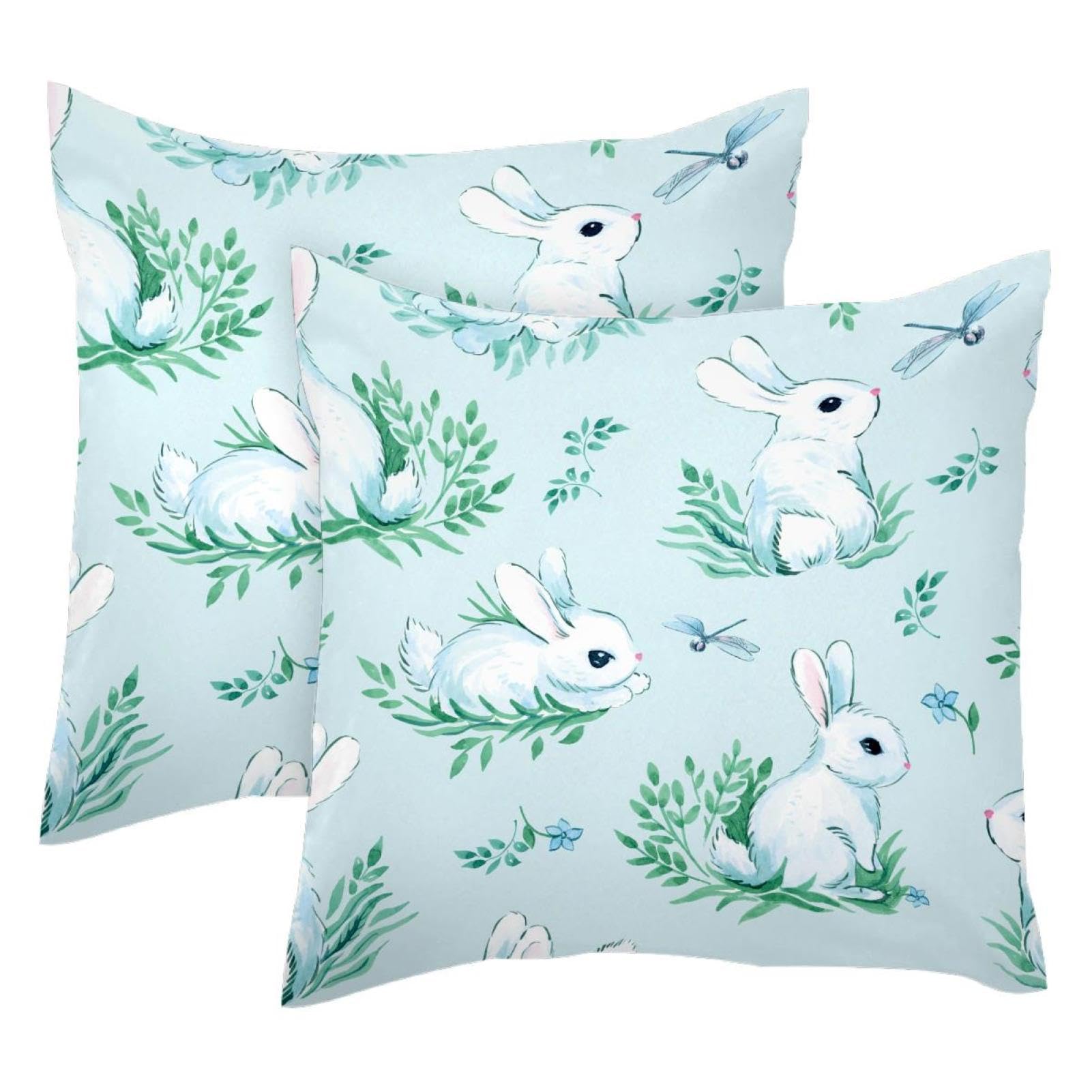 Housse de coussin velours lavable et douce lot de 2 taies lapins pour décorer votre canapé