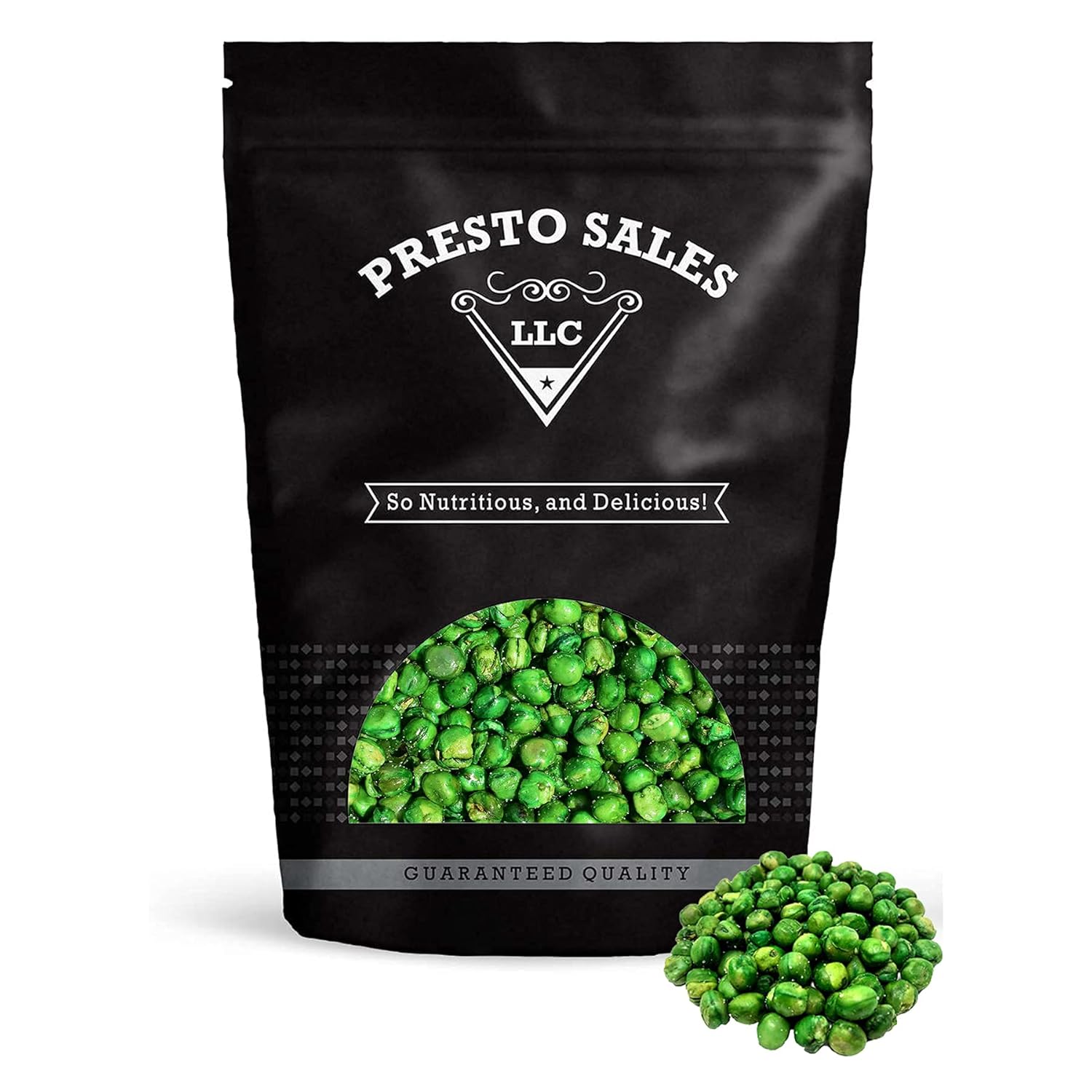 Green Peas, Fried with salt, All ages friendly, Excellent Source of Protein, High in Fiber, Salad favorite, Vegetable benefits, Packed in a resealable pouch bag of 5 lbs. (80 oz.) by Presto Sales LLC