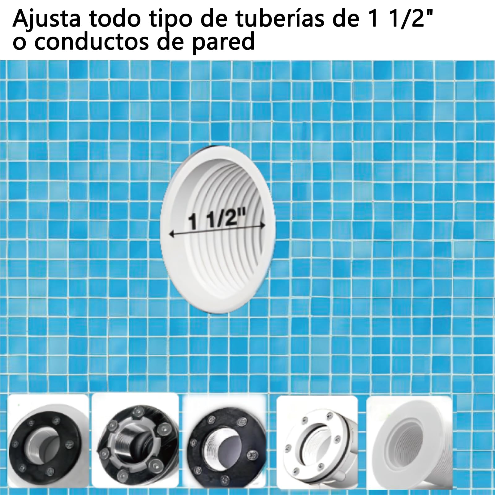 Illuminazione LED per Piscina, Faretti Bianco Freddo 25W con Filettatura Esterna da 1-1/2 Pollici, IP68 12V AC Lampada Subacquea per Piscine in Calcestruzzo/Piscine in Polistirene