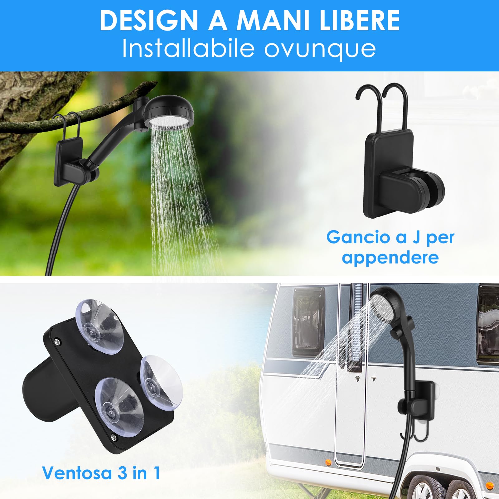 GuKKK Doccia da Campeggio, 7800mAh Doccia Portatile Campeggio, Doccia Campeggio con Display Digitale Intelligente, Doccia Esterna con Soffione Regolabil, per Spiaggia, Auto, Giardino, Animali