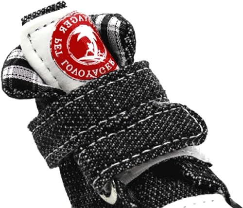 Miniatura 6 de GabeFish Zapatos para perros Zapatilla de lona con velcro para mascotas, botas antideslizantes para cachorros Chihuahua, protector de patas, negro,