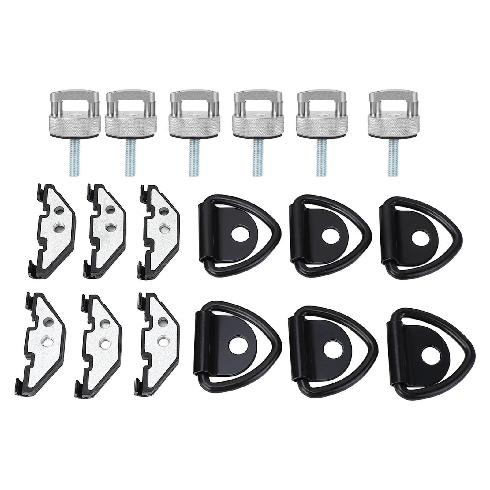 6 Sets Hardtop-Schrauben-Set, Hardtop-Schnellverschluss-Rändelschraube mit D-Ringen und Haltemutter aus Edelstahl für JK JL JT (SILVER)