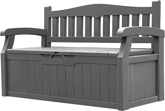 Greesum 80 Gallon Outdoor Storage Bench, Grey