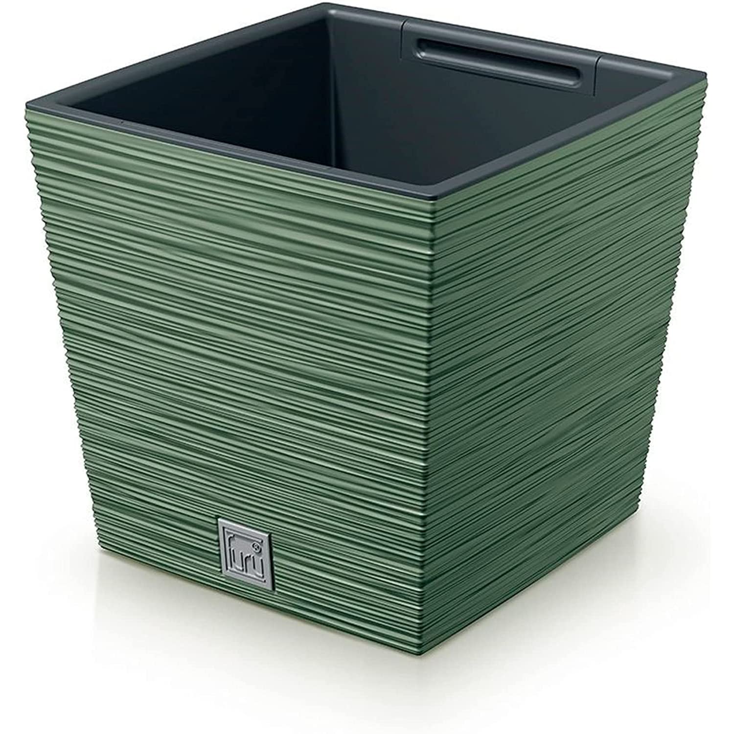 PROSPERPLAST Ground Planter with Tank Furu Collection 24 x 24 x 23.5 cm, 7.5 L Capacity, Green, Terra, 24 x 24 x 23,5 cm