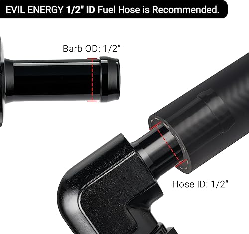 Miniatura 9 de EVIL ENERGY 8AN hembra a manguera de púas de 12 pulgada giratoria de 45 grados