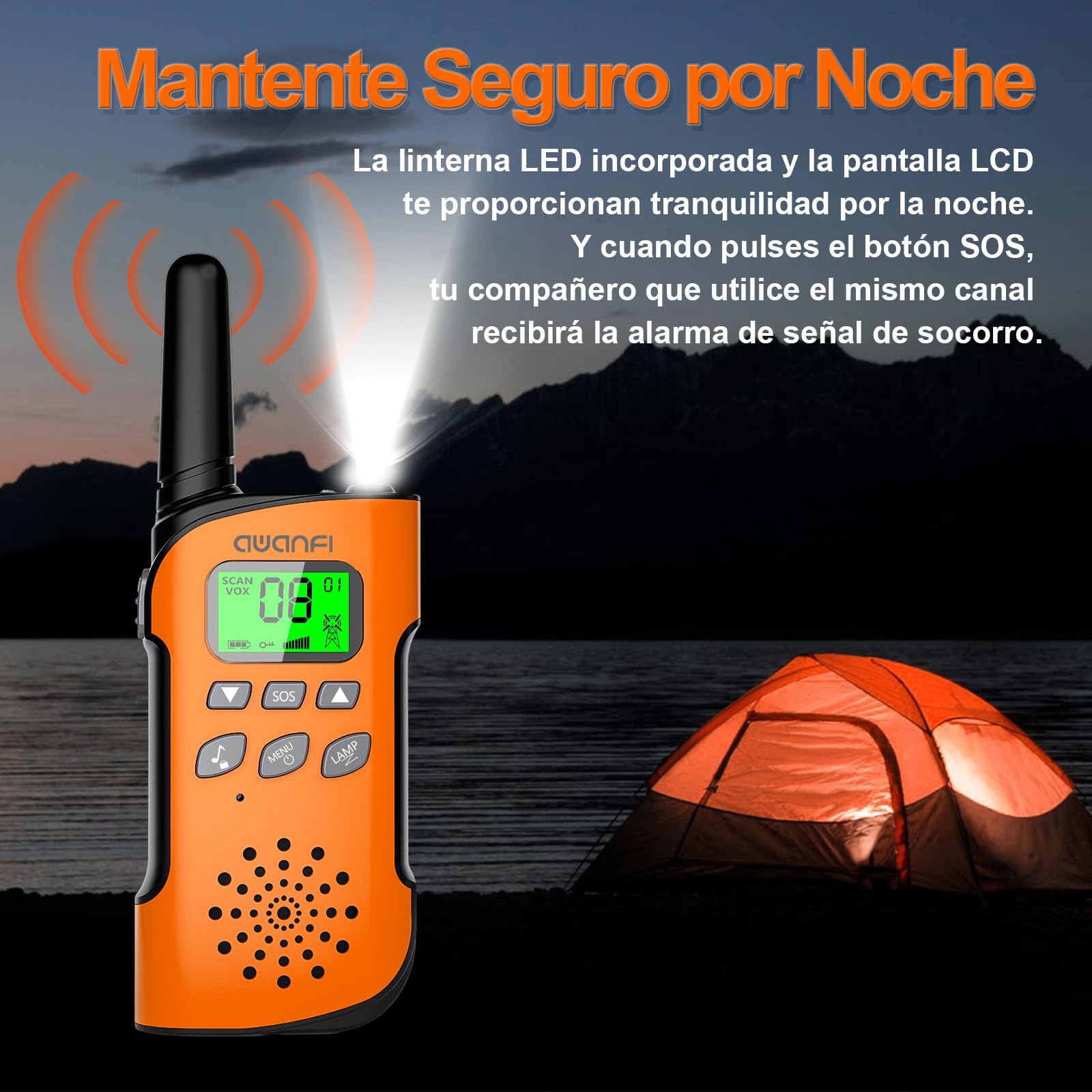 Walkie Talkie para Niños, Walkie Talkie Recargable con Batería Li-Ion, 3KM de Larga Alcance, Walkie-Talkies para Acampar Aventuras, Regalos para Niños de 3 a 12 Años, 3 Piezas