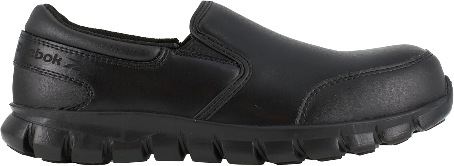 Reebok Work Mens Sublite Cushion Composite Toe ESD Slip On Work Safety Shoes Casual - Black - Image 2