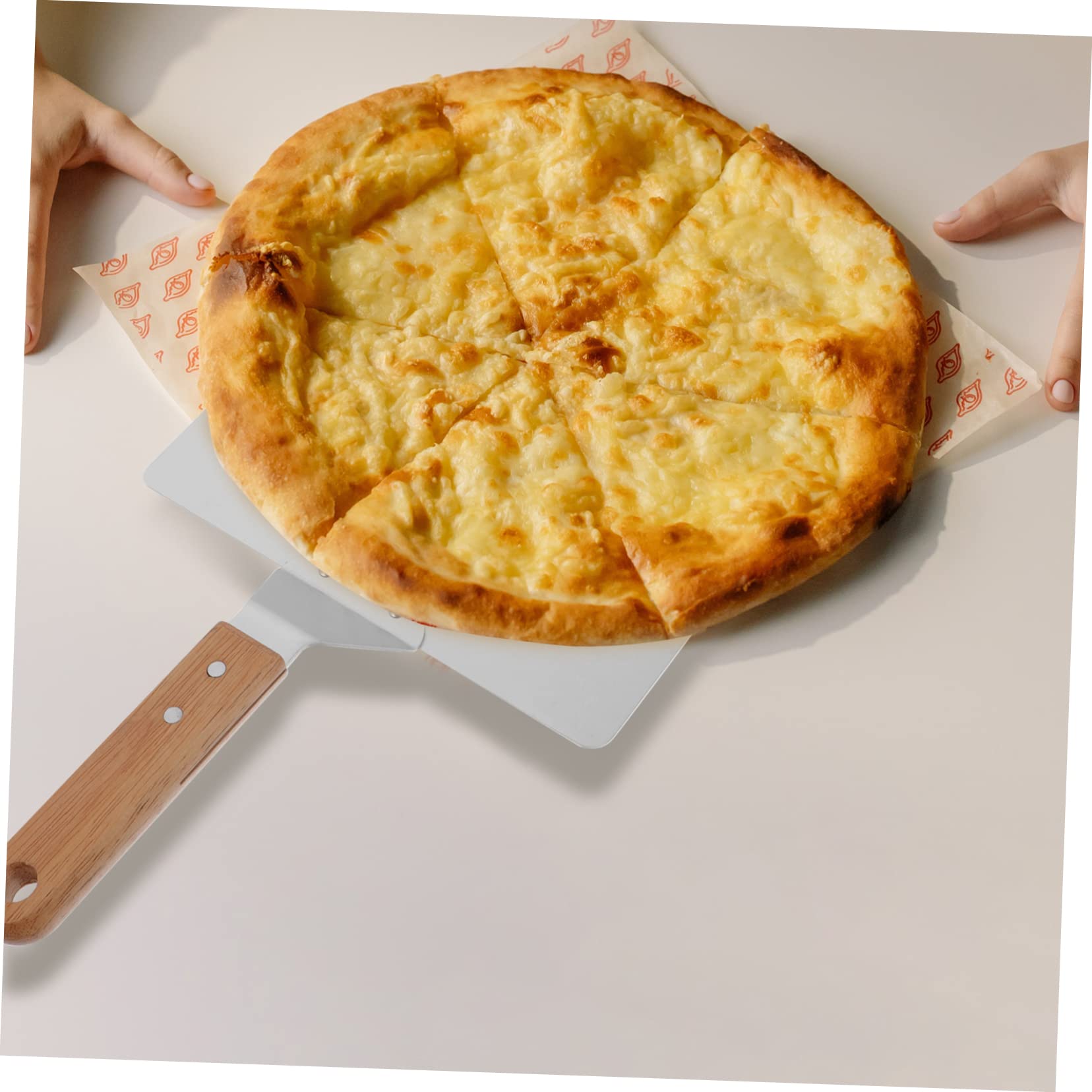 TOPBATHY Pala Per Pizza in Acciaio Inossidabile - Pala Da Forno Con Manico in Legno Facile Da Pulire Leggera E Perfetta Per L'uso in Cucina E Ristorante