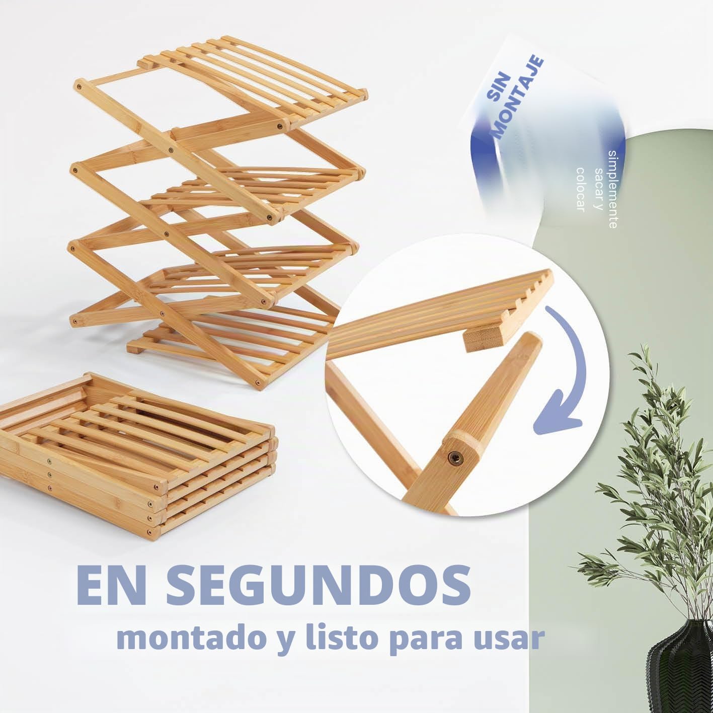 Lumaland Estantería de bambú Plegable de 4 Niveles, Ideal para guardarropa, en el baño y como estantería de Cocina, estantería para decoración, sin Montaje, Estrecha, Ahorra Espacio, 28 x 25 x 85 cm