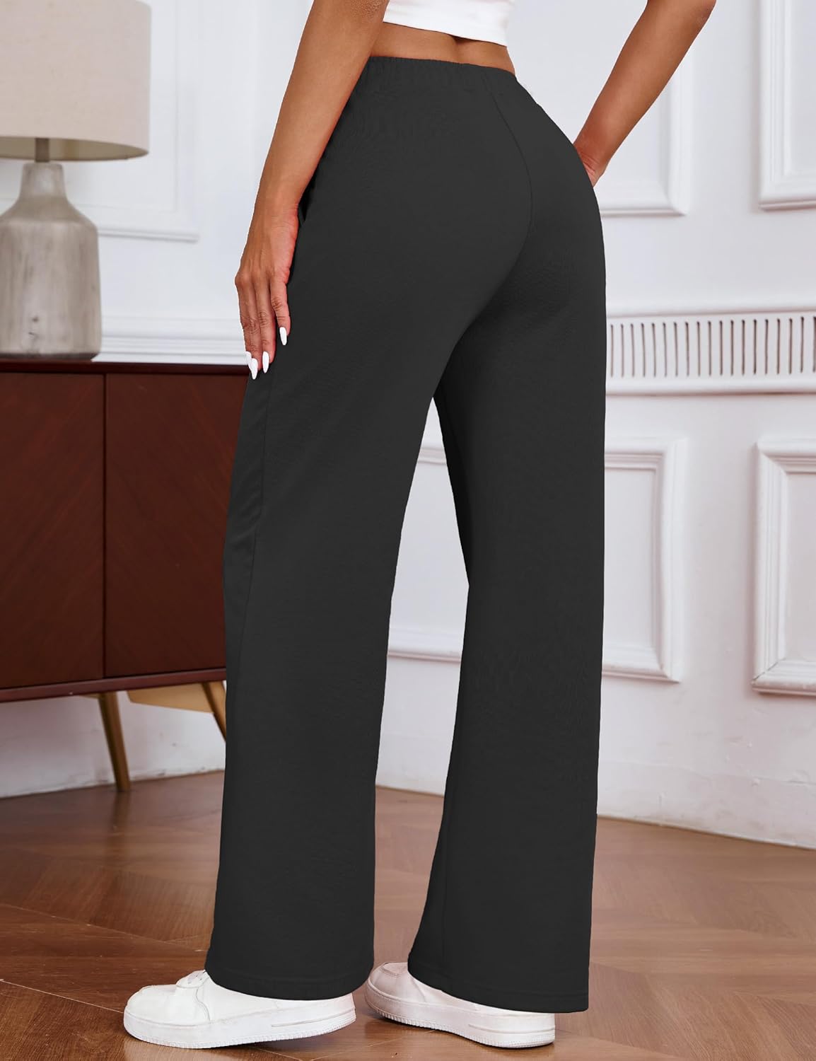Womens Sweatpants Wide Leg High Waisted Trendy Straight Leg Sweat Pants Joggers for Lounge, Travel, Casual, S-XL - Image 6