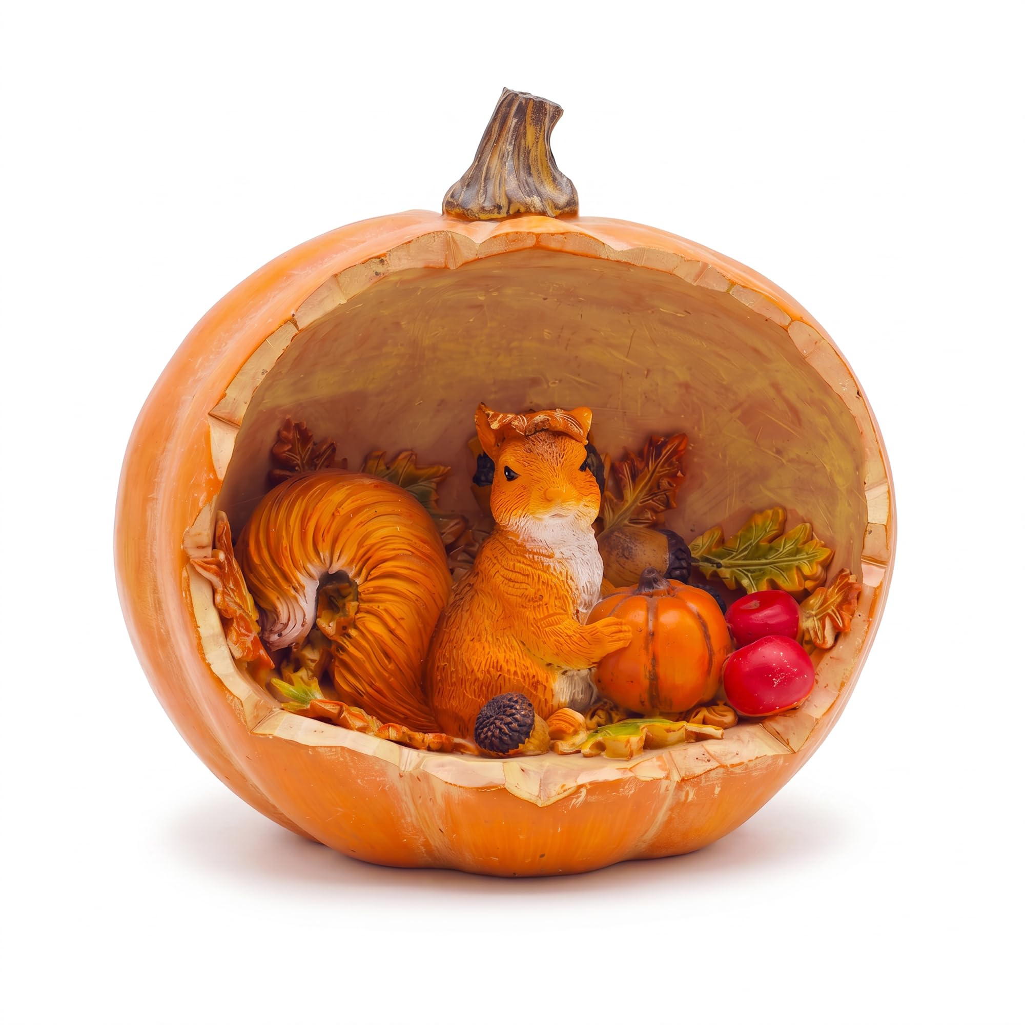 Figurine écureuil en résine en forme de citrouille