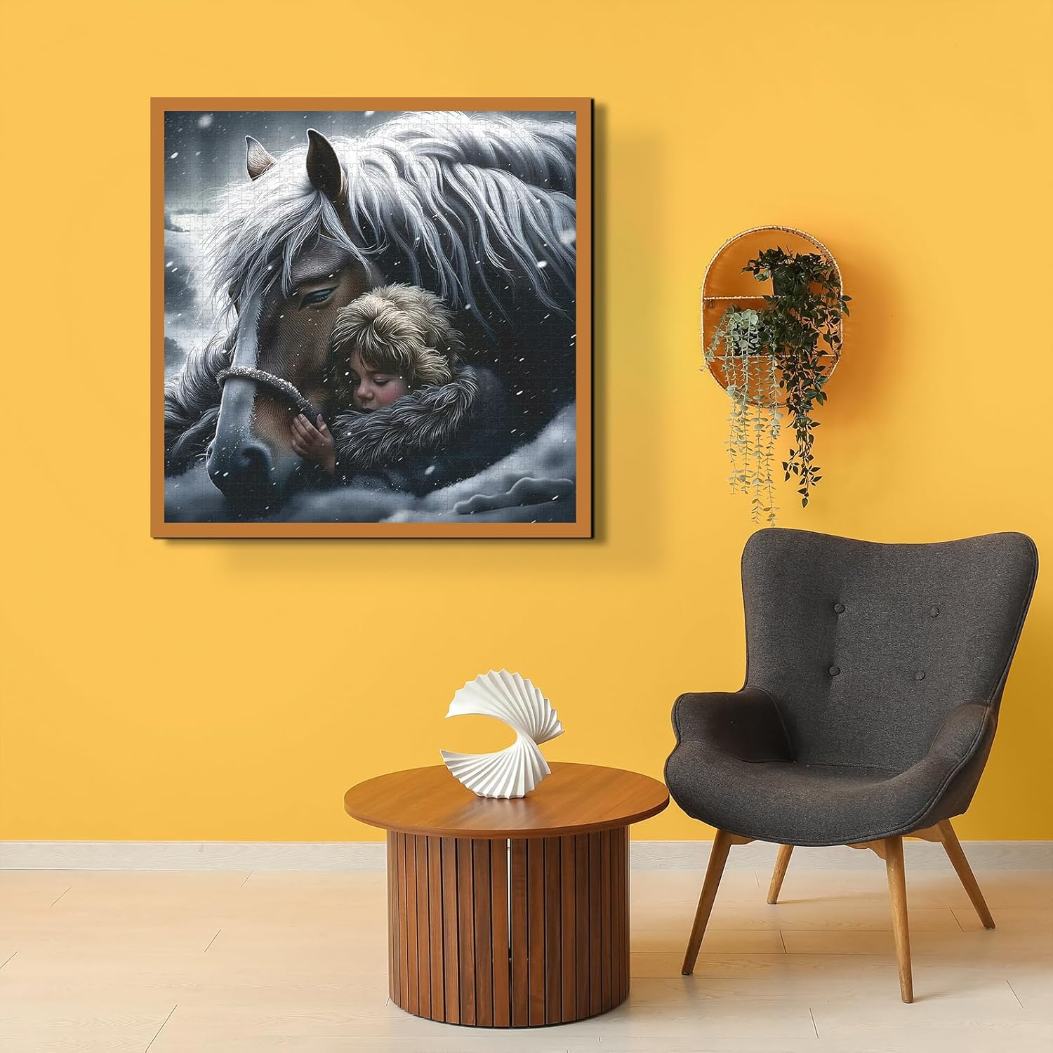 Horse Puzzles 1000 Pieces for Adults, Nature Winter Animal Jigsaw Puzzles, Difficult Snowy Girl Puzzle as Home Wall Art