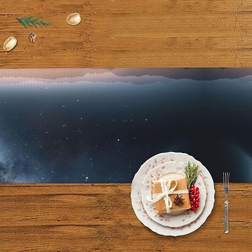 Miniatura 3 de Galaxy Nature Milky Way Atmosphere Planet Table Runner 14x60 Inch Linens Burlap Table Runner with Tassels Boho Farmhouse Table Runner for Kitchen