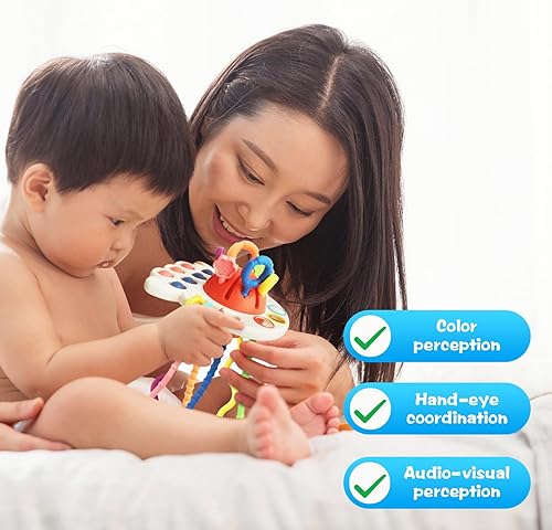 Miniatura 5 de Juguetes para bebés de 6 a 12 meses, juguetes Montessori para bebés, juguetes sensoriales para bebés, juguetes de cuerda de silicona suave, juguetes