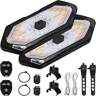 2 Pack E Scooter Turn Signal Lights, Bicycle Scooter Turn Signal Tail Light with Remote Control LED Scooter Turn Signal Adjustable Direction Scooter Accessories