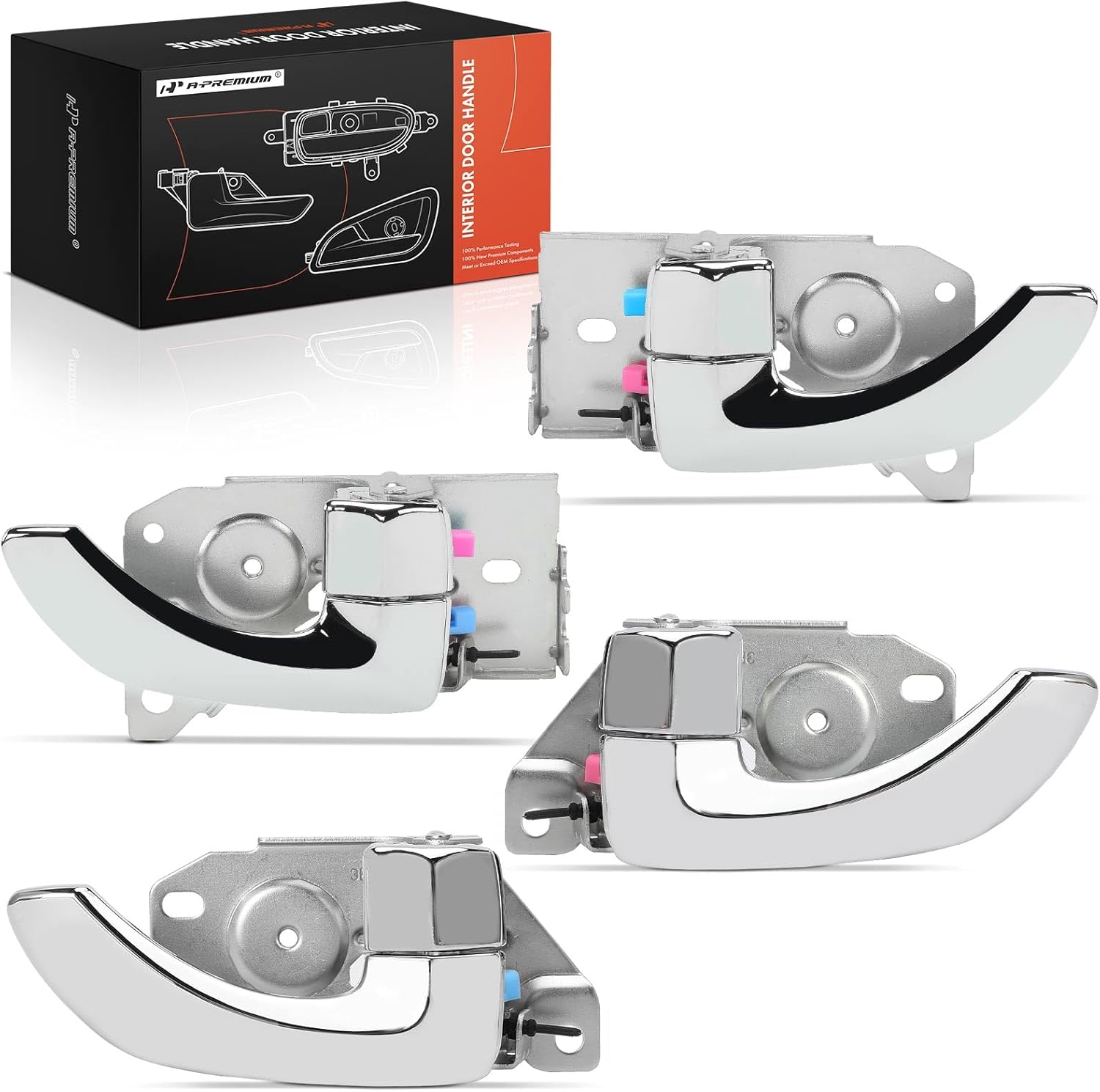 A-Premium Inside Interior Door Handles Compatible with Kia Sorento 2003-2009, Chrome, 4-PC Set, Front & Rear Driver and Passenger Side