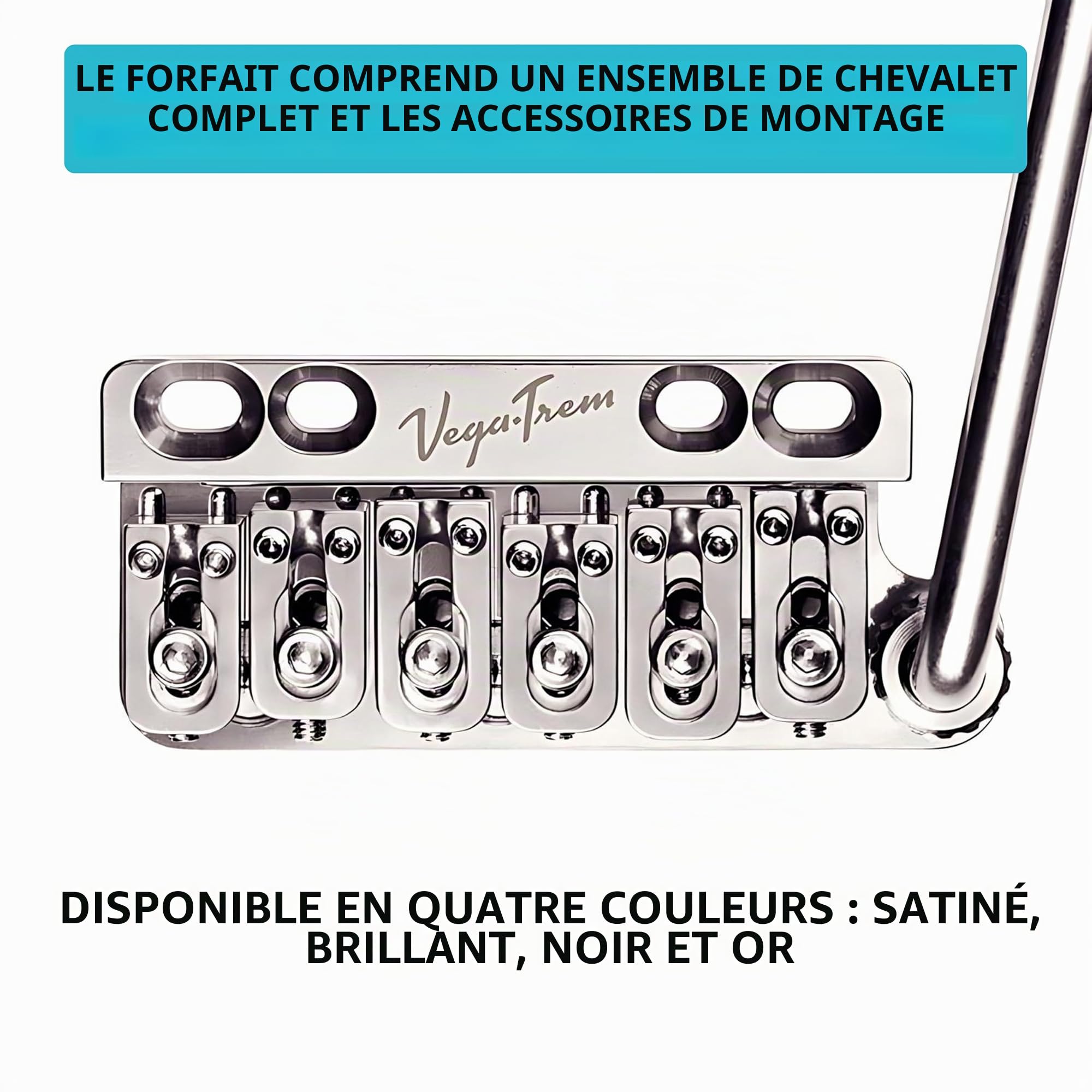 Vega-Trem VT1 Standard 6 Vis Brillant Pont Tremolo pour Guitare Stratocaster Pour Strat Sans Modifications Installation Facile