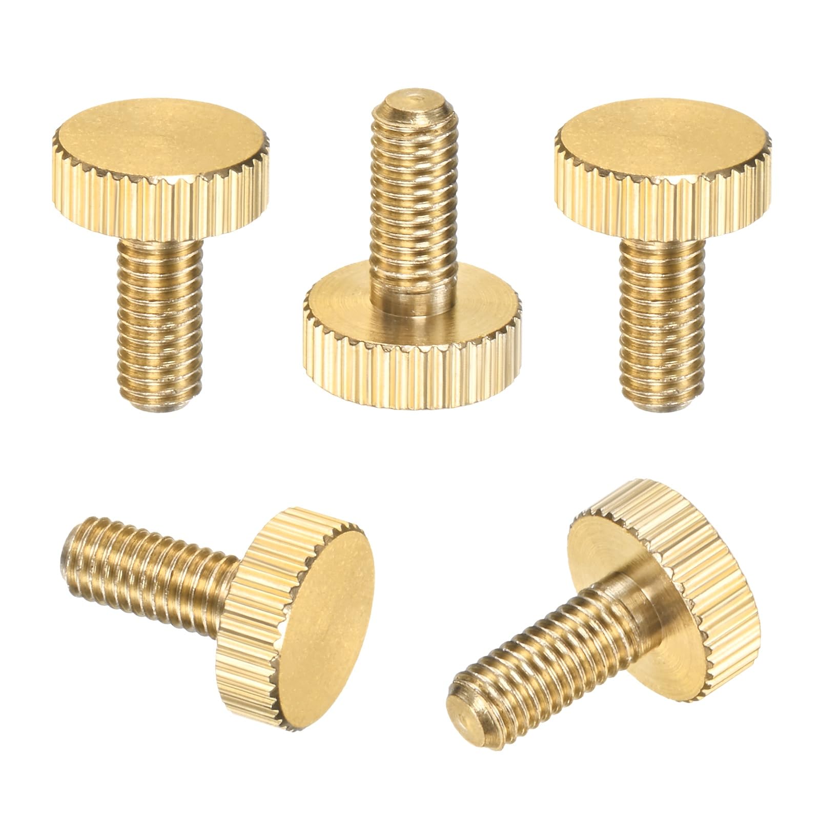 M METERXITY 5-Pack Knurled Thumb Screws M5x12mm Solid Brass Flat Head