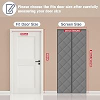 Vista 2 de Cortina magnética para puerta con aislamiento térmico, puerta aislante para puerta de 33 x 81 pulgadas, apertura central, manos libres, cierre