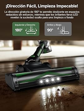 Vexilar V9PRO Aspiradora sin Cable 50KPa Potente Succión, Escoba Aspirador sin Cable 6-en-1, Aspiradora Autonomía 60 Mins,Aspirador Vertical para Pelo de Mascotas,Alfombra,Coche y Suelo4