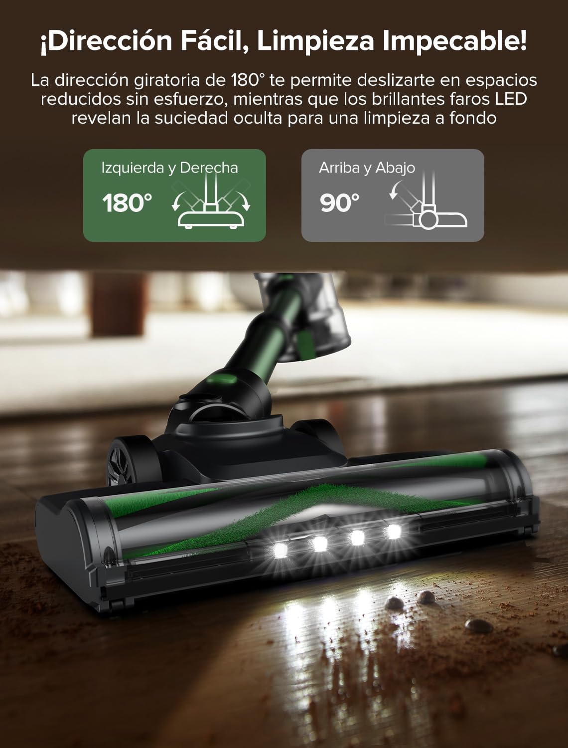Vexilar V9PRO Aspiradora sin Cable 50KPa Potente Succión, Escoba Aspirador sin Cable 6-en-1, Aspiradora Autonomía 60 Mins,Aspirador Vertical para Pelo de Mascotas,Alfombra,Coche y Suelo