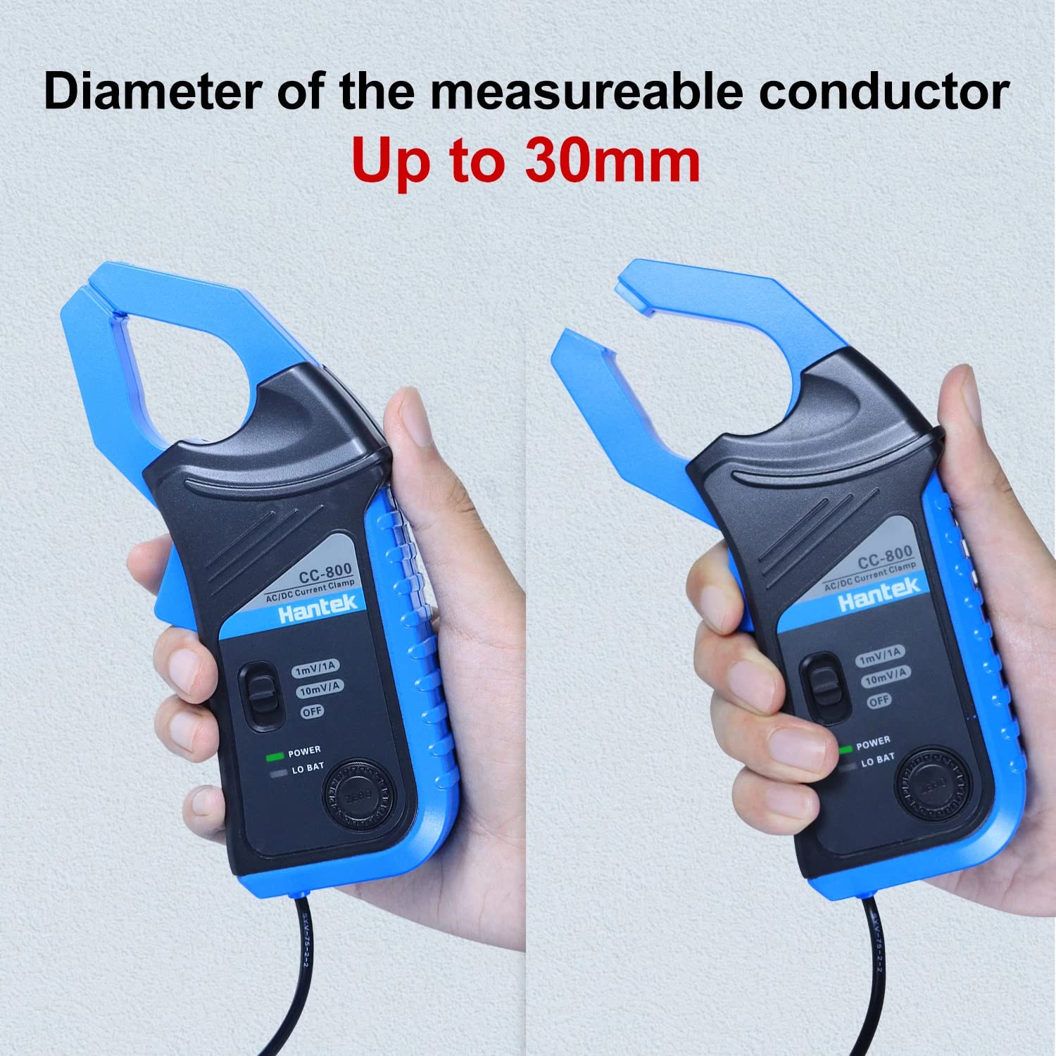oscilloscope Probe AC/DC Current Clamp probe Hantek CC-65 CC-650 CC-800 20KHz/400Hz Bandwidth 1mV/10mA 65A/650A/800A with BNC plug(CC-65)