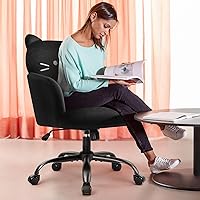 Vista 4 de IWMH Silla de oficina en casa, silla de escritorio de asiento ancho, lindas sillas giratorias de terciopelo para tocador, sillas de tareas