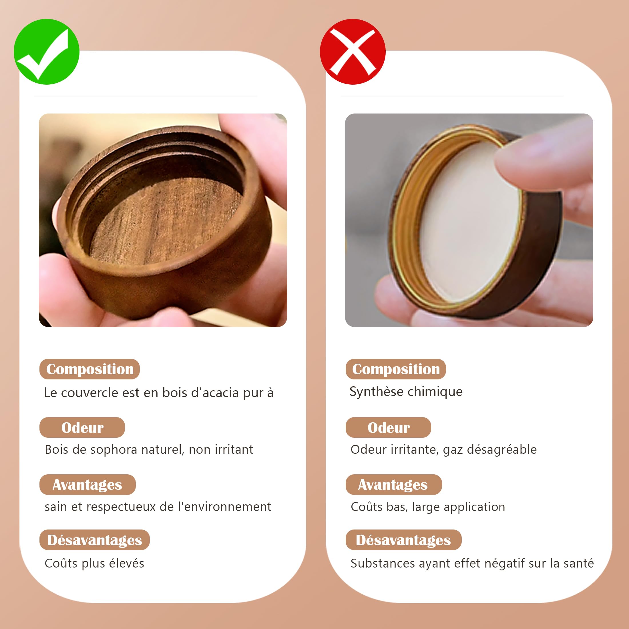 Lot de 24 pots à épices carrés de 120 ml - Pots à épices en verre borosilicaté de qualité alimentaire - Couvercles en bois de acacia - Étiquettes imperméables bicolores incluses - rangement cuisine
