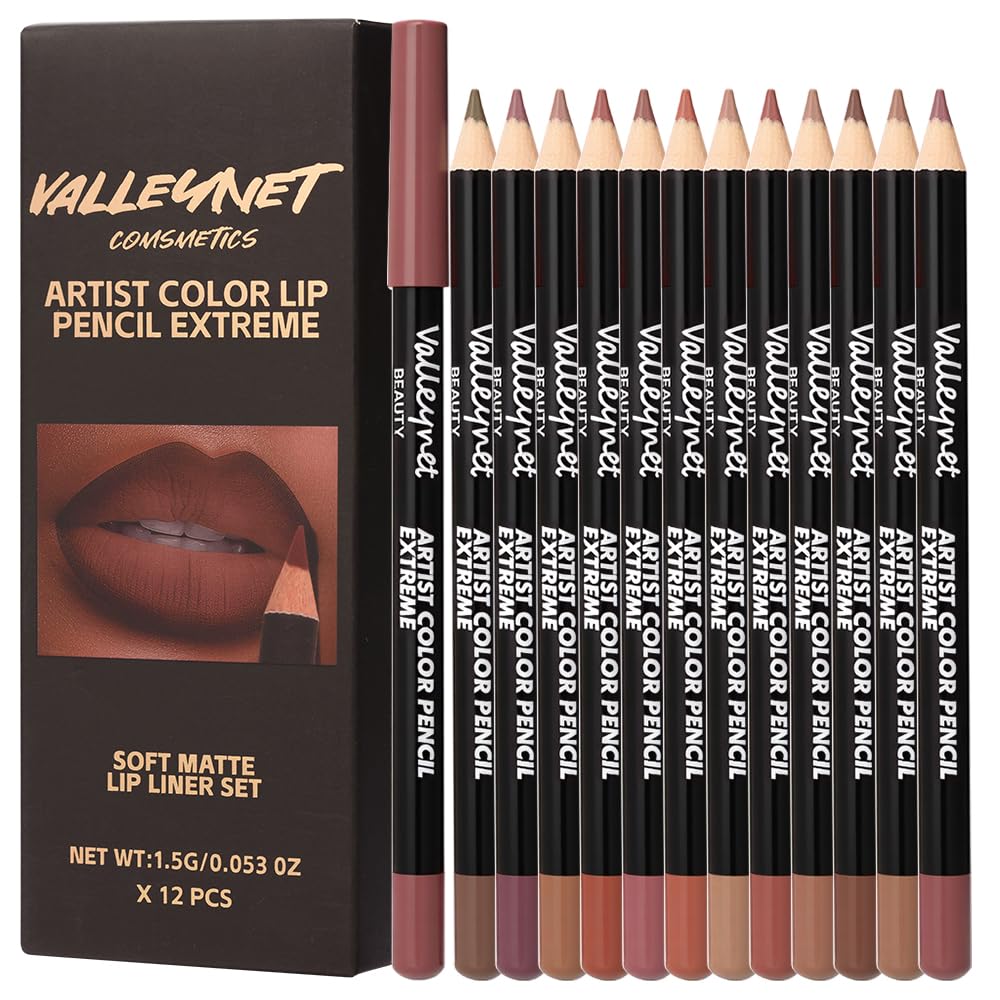 BestLand 12-Color Lip Liner Set – Matte Lip Pencils for Ombre & Gradient Lips, Long-Lasting, Smudge-Proof, Hydrating Lip Liner Kit for Korean Makeup, Nude, Berry & Brown Shades