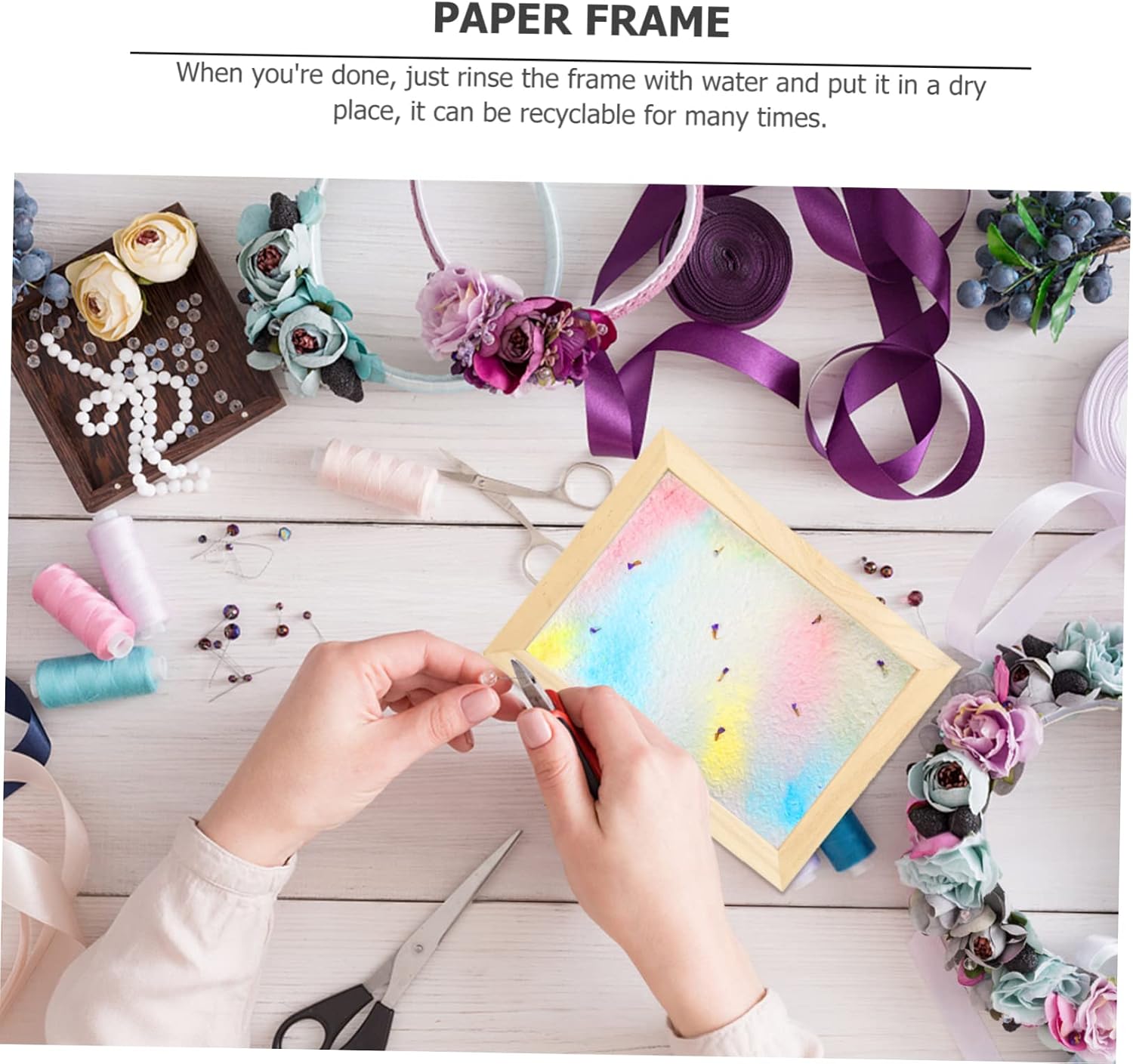 PLAFOPE Wooden Paper Making Mould Frame DIY Craft Tool for Beige Papermaking Screen Sturdy Design for Educational Fun and Environmental Awareness