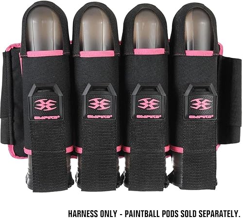 Miniatura 2 de Empire Omega Paintball - Arnés de 4 cápsulas con gancho y bucle, color negro y rosa, negro y rosa