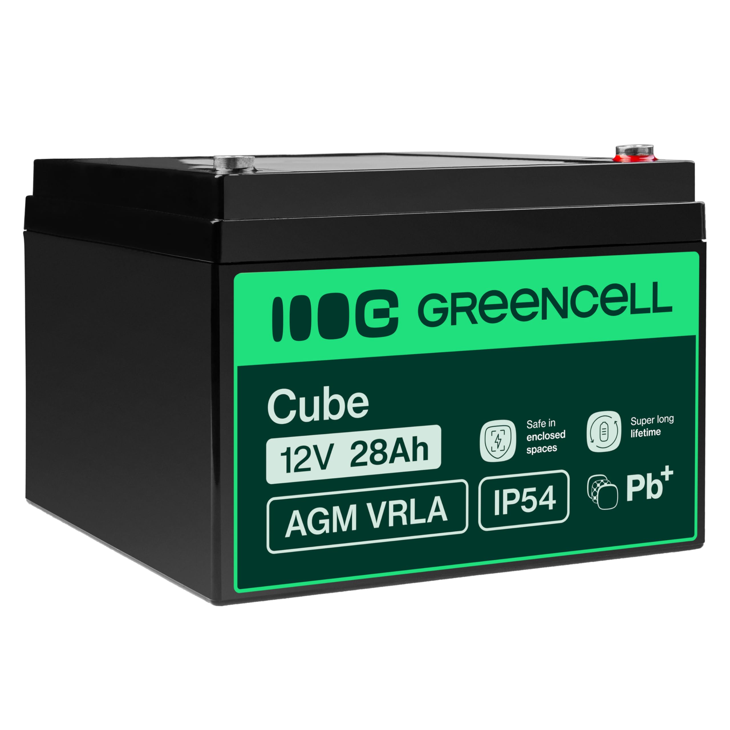 GreenCell® Batteria AGM 12V 28Ah al piombo accumulatore sigillata VRLA Senza manutezione ricaricabile Batterie di ricambio ermetica giocattoli per bambini allarme UPS Peschereccio Trattorino