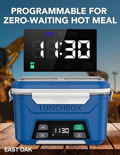 Miniatura 3 de EAST OAK Fiambrera eléctrica inalámbrica para adultos, lonchera calentada a pilas con calefacción automática, calentador de alimentos portátil de