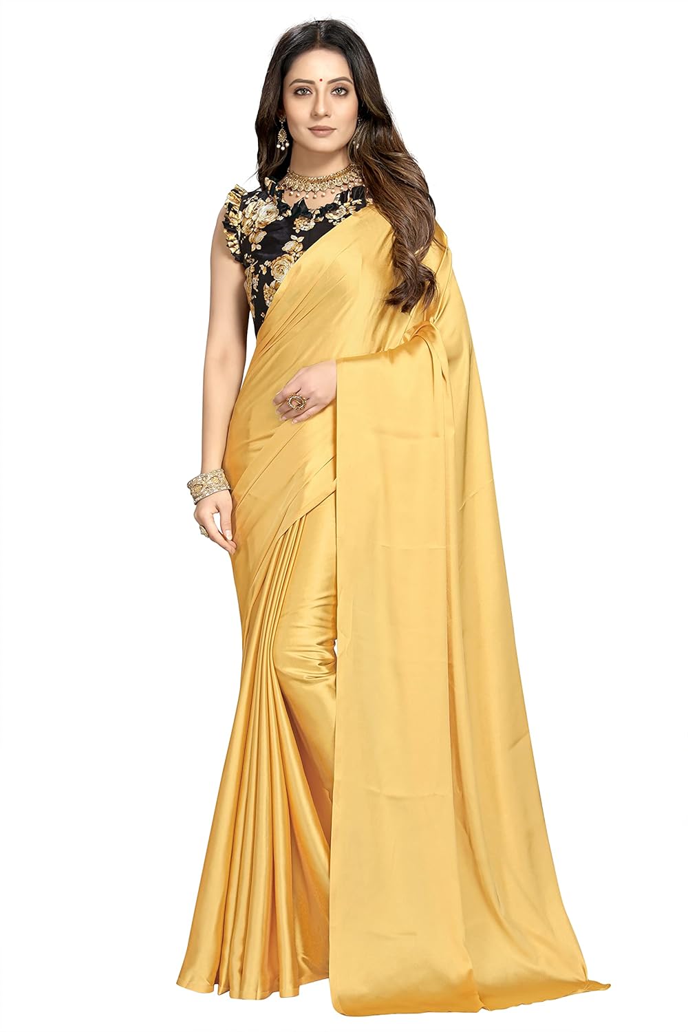 FLORESTA FASHION Women Soft Satin Silk Plain Saree With Art Silk Digital Printed Unstiched Blouse Piece.(Heavy Japan Satin Silk Saree of 5.5m saree length + 0.8m blouse piece) FLORESTA FASHION Women Soft Satin Silk Plain Saree With Art Silk Digital Printed Unstiched Blouse Piece.(Heavy Japan Satin Silk Saree of 5.5m saree length + 0.8m blouse piece)